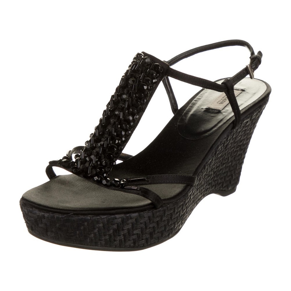 Prada Satin Wedge Sandals Size 39.5 (8.5)
